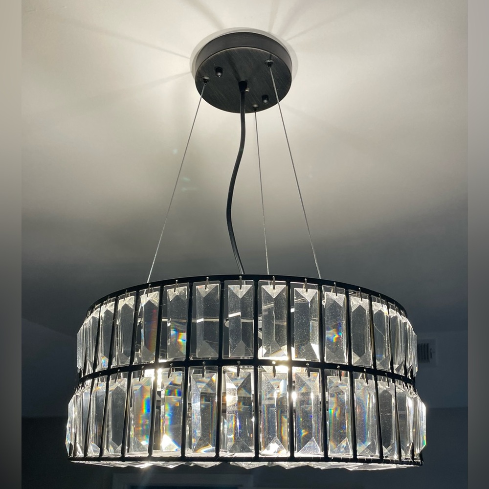 Crystal Drum Pendant Chandelier in Black